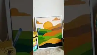 A Beautiful sunset 🌇 pattern on canvas #art #painting #canvaspainting #ytshorts #yt #viralshorts