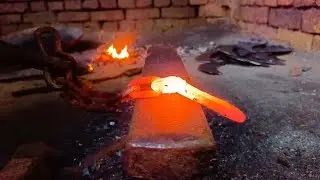 Making knife from old hook / blacksmith work