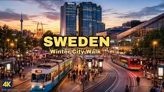 4k Gothenburg Winter Walk ❄️ Sweden Tram City Morning Tour🇸🇪