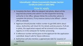 Uttarakhand - Obtain Economically Weaker Section Certificate (EWS Or GEN-EWS)