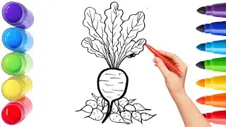 How To Draw cute radish EASY Drawing, Painting & Coloring For Kids and Toddlers_🌈🎨