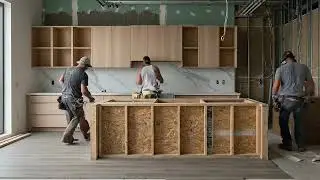 From Bare Concrete to Luxury Marble Kitchen (Timelapse).  kitchen renovation, kitchen remodel, 