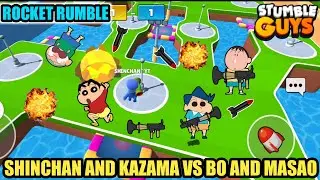 SHINCHAN AND KAZAMA VS BO AND MASAO IN ROCKET RUMBLE NEW MAP STUMBLE GUYS😂 || WHO WILL WIN?? 😂