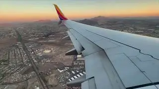 BEAUTIFUL SUNSET Southwest 737-800 Landing Las Vegas KLAS — FUNNY ANNOUNCEMENTS!!