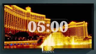 5 Minute Timer at Vegas Bellagio Fountain Real Nature Ambience with Gentle Alert Best 5 Minute Timer