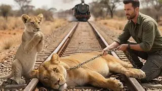 Lion Mother Trapped on Train Tracks—Her Cub’s Courage Will Shock You