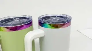 20oz Rainbow Plate Powder Coat Coffee Mugs with Removable Handle 20pcs For Laser Engraving
