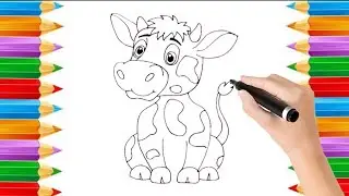 How to draw cow 🐮 | colouring drawing for kids | cow drawing easy | kids Easy drawing step by step 