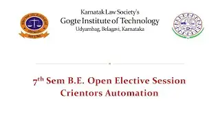 7th Sem B.E. Open Elective Session  Crientors Automation