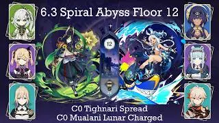 C0 Tighnari Spread ● C0 Mualani Lunar Charged ● 6.3 Spiral Abyss F12 9 stars