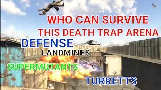 #fallout4 WHO CAN SURVIVE THIS DEATH TRAP ARENA PATH ( DEFENSE HAS TURRETTS,LANDMINES,SUPERMUTANTS