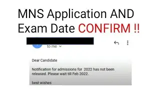 MNS 2022 Latest update on application form and exam date| by #mnsisaim