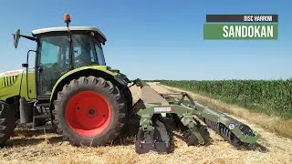 DISK TILLER SANDOKAN 3 meters - after barley in extreme dry conditions - CLAAS ARES 547 ATZ (95HP)