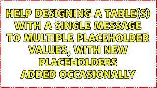 Help designing a Table(s) with a single message to multiple placeholder values, with new...
