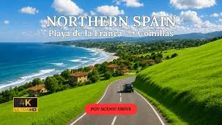 4K Scenic Drive | Playa de la Franca (Asturia) &rarr; Comillas (Cantabria) | GoPro | Northern Spain Coast