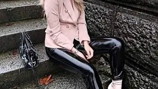 Women's in leather Leggings pants Outfits// leather outfit// Latex & faux leather leggings pants 