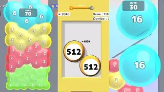 2048 | [ Goal Done - 512 ] Surround and Merge vs Level  166 - Melty Bubble healing puzzle gameplay