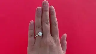 1 CARAT Falling Edge Halo Pavé Engagement Ring ON HAND (Size 6 Finger)