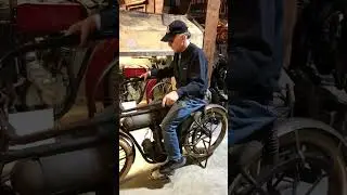 Dale cranking his 1911 Harley