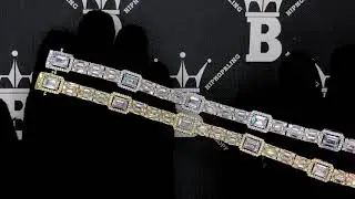 Custom Baguette Cluster Link Hip Hop Iced Out Bracelet | VVS Simulated Diamond Jewelry