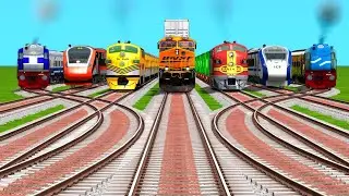 7 High Speed Rail Crossing On Bumpy Forked Railroad Crossing Tracks | train gadi | train simulator 