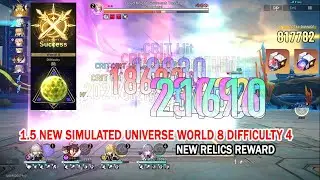 HSR 1.5 New Simulated Universe World 8 Difficulty 4 E0S1 Jing Yuan Speed Run - New Relics Reward