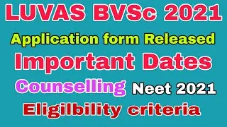 LUVAS BVSC Application form 2021|luvas admission 2021|bvsc application form 2021-22|luvas bvsc 2021