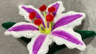 Tutorial - DIY Lily using fuzzy wires 🥰❤️ 🌺🌷🌸💐 #fuzzywireflower