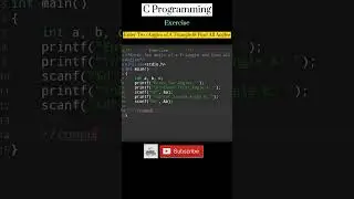 C Programming| Enter Two Angles & Find Third Angle | #cprogramming #programming  #coding #shorts