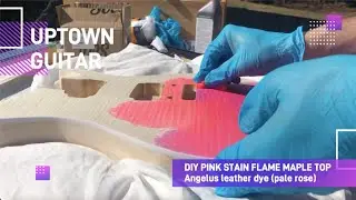 Staining a guitar body - DIY Stain with Angelus leather dye - Neon pink PRS Custom 24 guitar kit