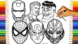 Superheroes Head Coloring Pages | Avengers Age Of Ultron Head & Spider-Man Coloring Pages