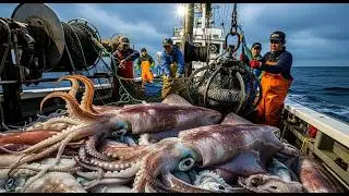 NEON Night Squid Harvest: Industrial Slicing & IQF Freezing Technology | Harvest Motion