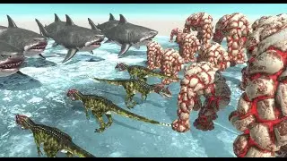 Shark Bait on Ice Riots vs Moon Stone Monster Death Run Animal Revolt Battle Simulator