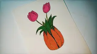 Colorful fuldani drawing tutorial | Easy flower vase drawing ✨ &hearts;