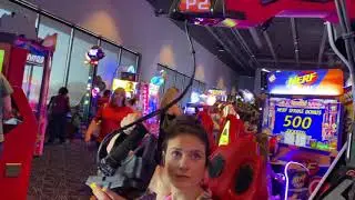 Cute Girl Plays King Kong of Skull Island VR and Nitro Trucks Raw Thrill Arcade at Fat Cats