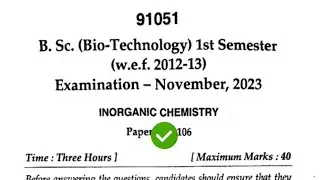 Mdu B Sc Bio Tech 1st Sem Inorganic Chemistry Question Paper 2023