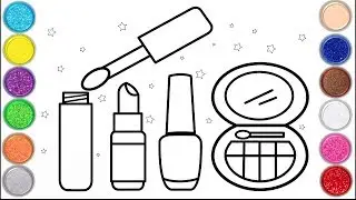 Glitter Makeup Tool Drawing And Coloring Pages For Kids | Drawing Village
