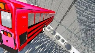 Beamng drive - High Speed Car Jumps Into Spikes ( Spike Fall Map )
