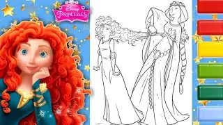 Disney Princess Merida Coloring Video #3 | Coloring Brave Disney Princess Merida and Queen Elinor