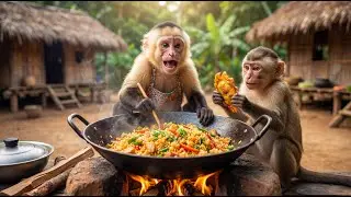 Monkey Cooking Khichuri & Fried Rice! 🐒 বাদর যখন রাঁধুনী