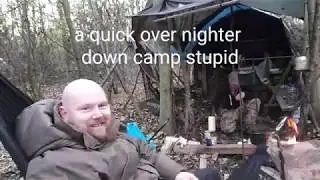 overnighter in a bushcraft shelter down camp stupid