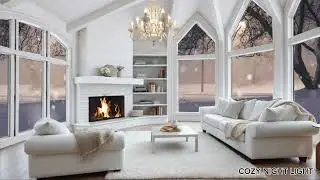 Relaxing Piano Music Gentle Snowfall Fireplace Ambience Cozy White Winter Cabin #rainsounds