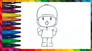 Vamos desenhar e colorir o Pocoyo. 