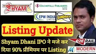 shyam dhani industries ipo listing | Sundrex Oil Dachepalli Publisher EPW Gujarat Kedney IPO Listing