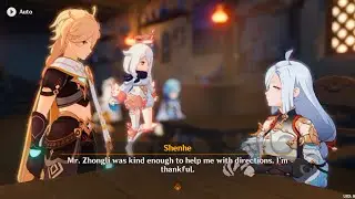 Meeting Shenhe at the tavern. 'Of Drink A-Dreaming' event gameplay.