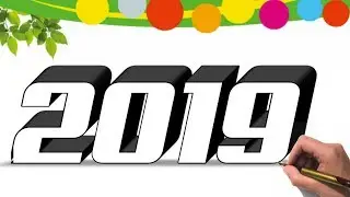 Happy New Year 2019 - Step By Step - Drawing 3D - By PrioDrawing