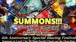 Naruto Blazing 4th Anniversary Special Blazing Festival Summons!!! One Full Rotation! (INSANE LUCK)