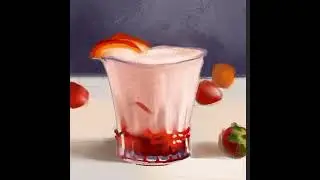 strawberry milkshake digital painting :D 🍭🍬🍫