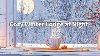 Cozy Winter Lodge at Night &mdash; Snow Falling & Warm Coffee | Relaxing Country Guitar BGM