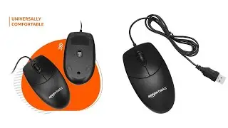 Amazon basics Wired Mouse | 1000 DPI Optical Sensor | Plug and Play | Compatible with PC, Laptop